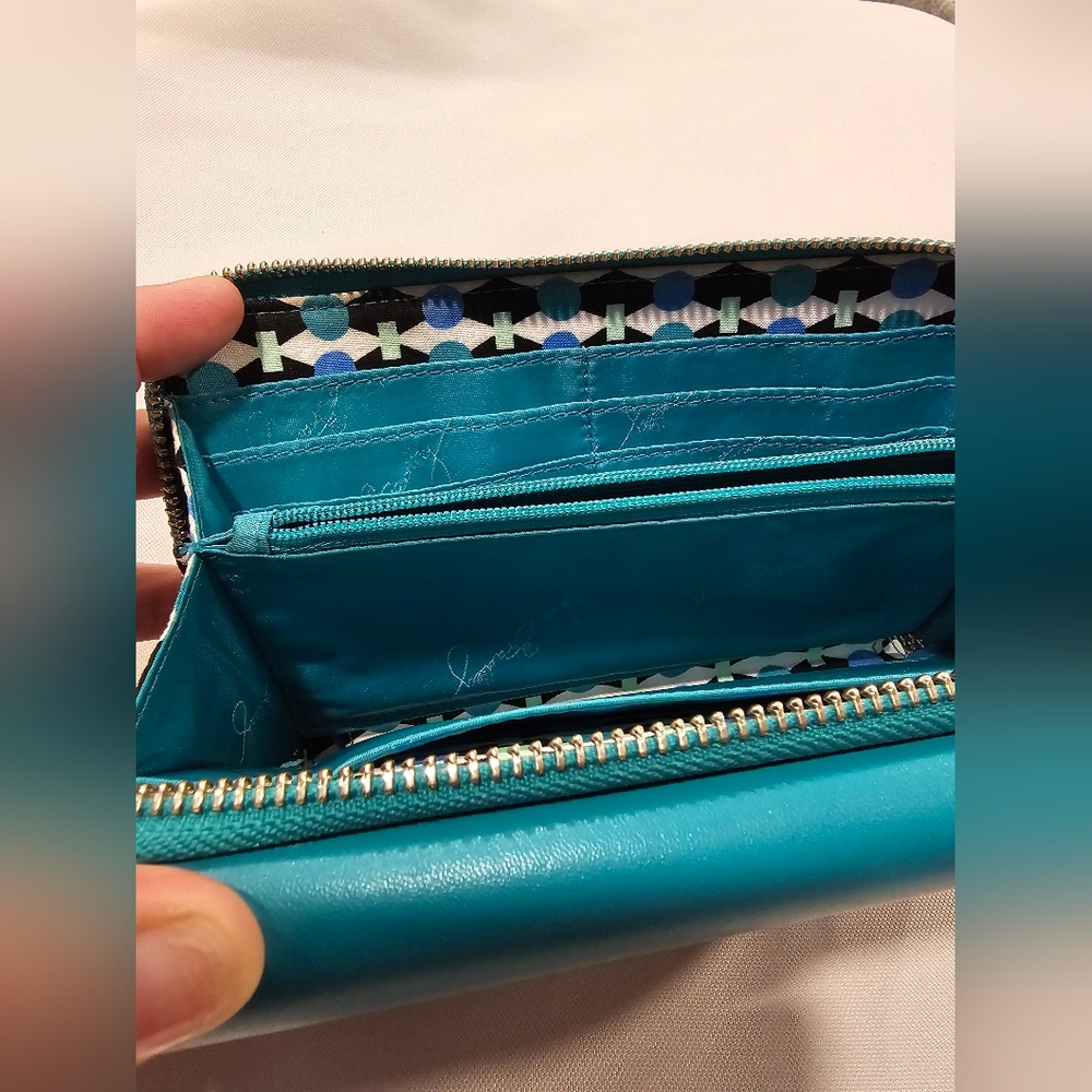 Vera Bradley Teal Wristlet Wallet - Picture 6 of 16